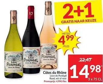 Intermarché Côtes du rhône léon de perdigal rood, wit of rosé aanbieding