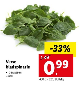 Lidl Verse bladspinazie aanbieding
