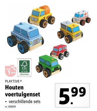 Lidl Playtive Houten voertuigenset aanbieding