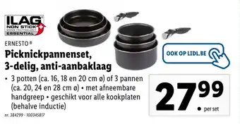 Ernesto Picknickpannenset, 3-delig, anti-aanbaklaag