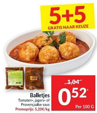 Intermarché Balletjes tomaten jagers of provençaalse saus aanbieding