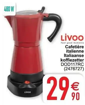 Cora Livoo cafetière italienne italiaanse koffiezetter dod117rc aanbieding