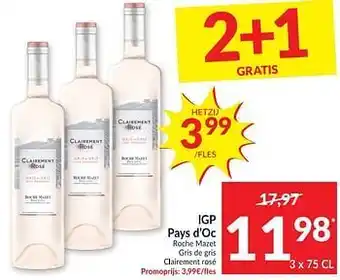 Icp pays d`oc roche mazet gris de gris clairement rosé