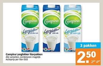Albert Heijn Campina langlekker literpakken aanbieding