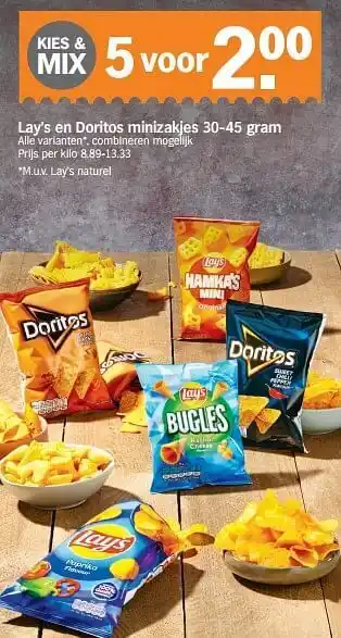 Albert Heijn Lay`s en doritos minizakjes aanbieding