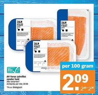 Albert Heijn Ah verse zalmfilet zonder huid aanbieding