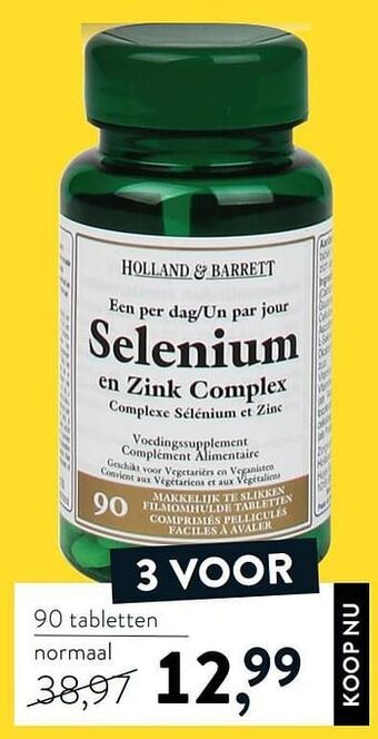Holland & Barrett Selenium en zink complex aanbieding