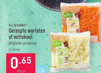 ALDI All Seasons Geraspte Wortelen Of Wittekool aanbieding