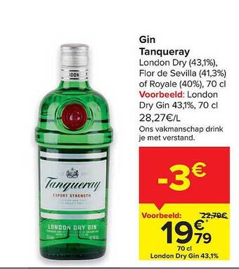 Carrefour Gin Tanqueray aanbieding