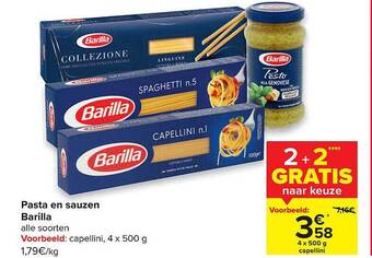 Carrefour Pasta En Sauzen Barilla aanbieding