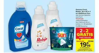 Carrefour Gamma Coral, Robijn, Sun All In 1 En Additieven Sun aanbieding