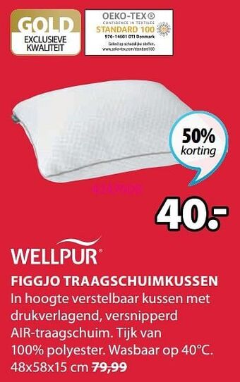 Jysk Figgjo traagschuimkussen aanbieding