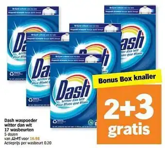 Albert Heijn Dash waspoeder witter dan wit 17 wasbeurten aanbieding