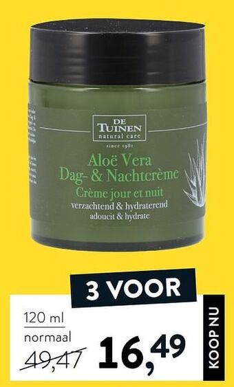 Holland & Barrett Aloë vera dag- + nachtcrème aanbieding