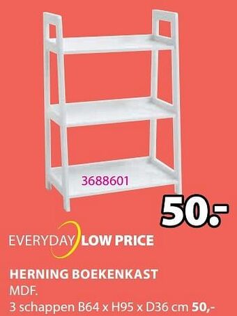 Jysk Herning boekenkast 3 schappen aanbieding
