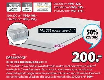 Jysk Plus s35 springmatras aanbieding