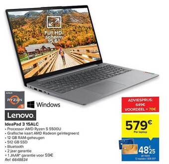 Carrefour Lenovo Ideapad 3 aanbieding