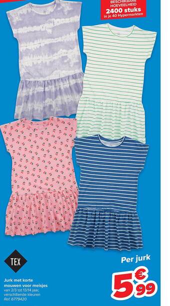Carrefour Jurk Met Korte Mouwen Voor Meisjes aanbieding