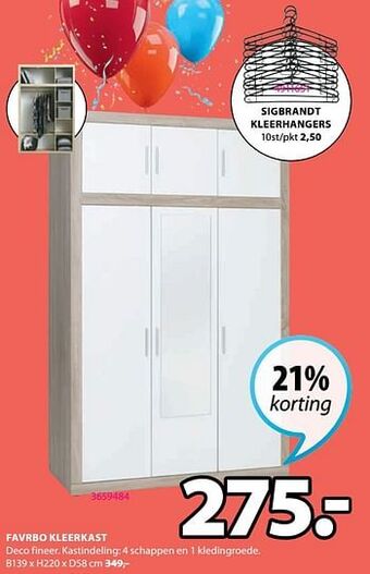 Jysk Favrbo kleerkast aanbieding