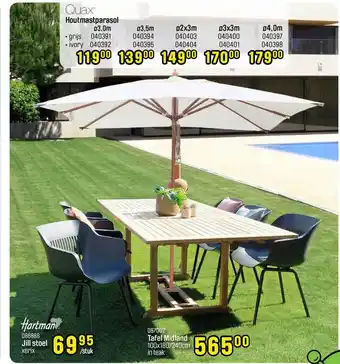 Happyland Houtmastparasol, Jill Stoel, Tafel Midland aanbieding