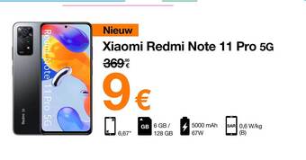 Orange Xiaomi Redmi Note 11 Pro 5g aanbieding