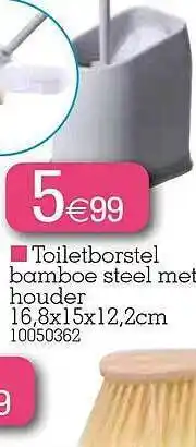 Yess Toiletborstel Bamboe Steel Met Houder aanbieding