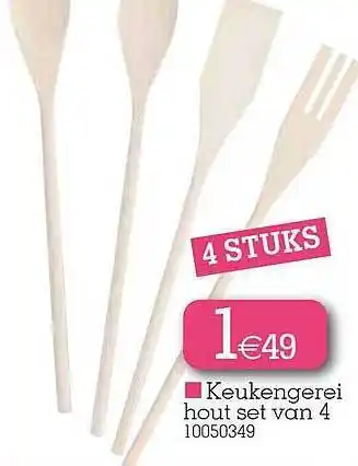 Yess Keukengerei Hout Set Van 4 aanbieding