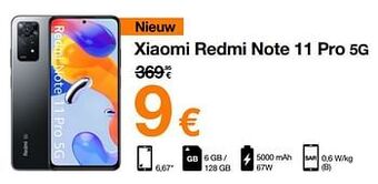 Orange Xiaomi redmi note 11 pro 5g aanbieding