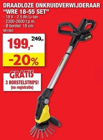 Hubo Kärcher draadloze onkruidverwijderaar wre 18-55 set aanbieding