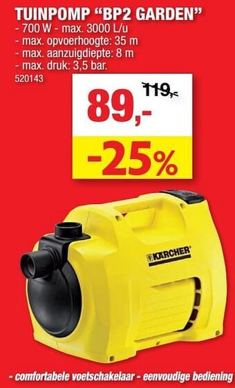 Hubo Kärcher tuinpomp bp2 garden aanbieding