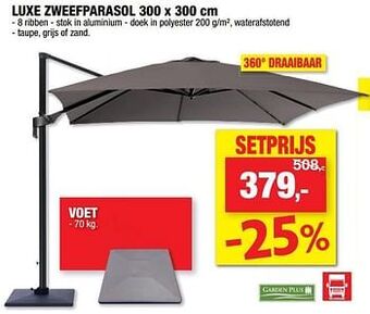Hubo Luxe zweefparasol + voet aanbieding