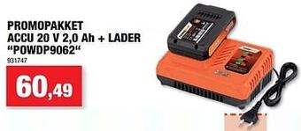 Hubo Powerplus promopakket accu 20 v 2,0 ah + lader powdp9062 aanbieding