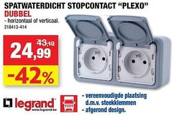 Hubo Spatwaterdicht stopcontact plexo dubbel aanbieding