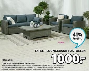Jysk Vemb tafel + loungebank + 2 stoelen aanbieding