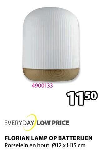 Jysk Florian lamp op batterijen aanbieding