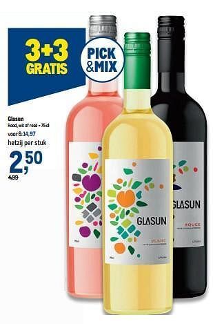 Makro Glasun rood, wit of rosé aanbieding