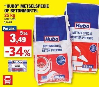 Hubo Hubo metselspecie of betonmortel aanbieding
