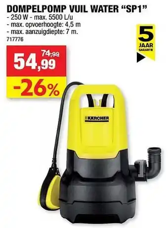 Hubo Kärcher dompelpomp vuil water sp1 aanbieding