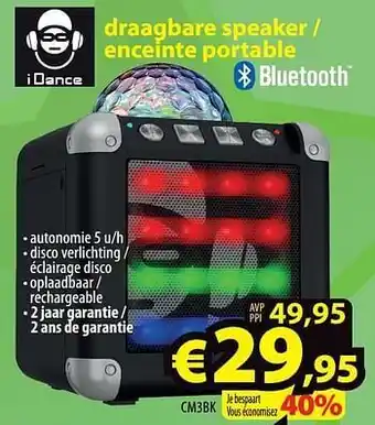 I dance draagbare speaker - enceinte portable cm3bk