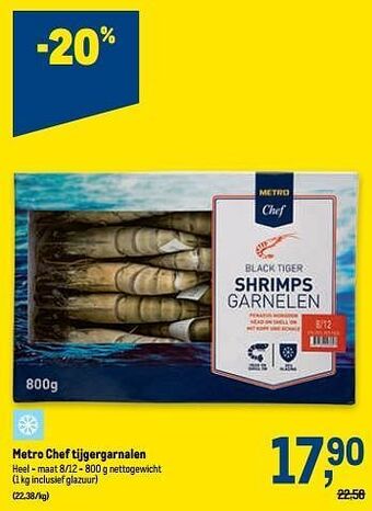 Makro Metro chef tijgergarnalen aanbieding