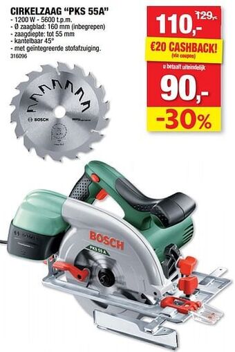 Hubo Bosch cirkelzaag pks 55a aanbieding