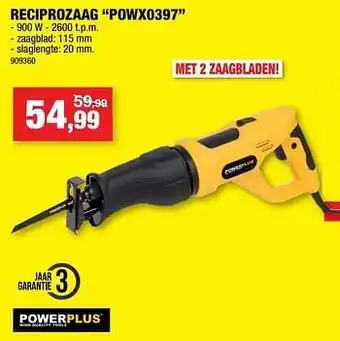 Hubo Powerplus reciprozaag powx0397 aanbieding