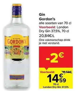 Carrefour London dry gin 37,5% aanbieding