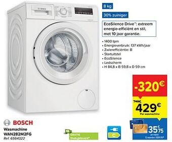 Carrefour Bosch wasmachine wan282m2fg aanbieding