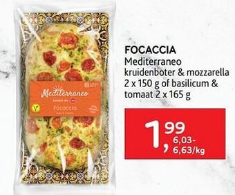 Alvo Focaccia mediterraneo kruidenboter + mozzarella aanbieding