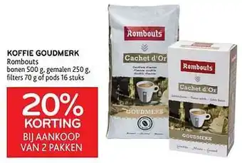 Alvo Koffie goudmerk rombouts 20% korting bij aankoop van 2 pakken aanbieding