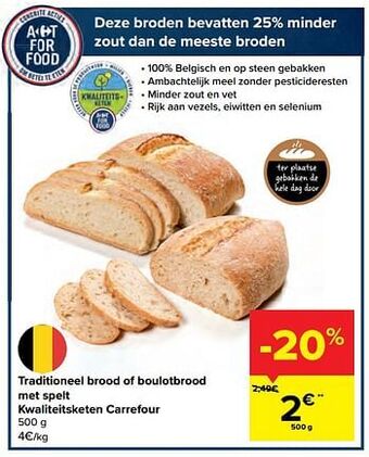 Carrefour Traditioneel brood of boulotbrood met spelt kwaliteitsketen carrefour aanbieding