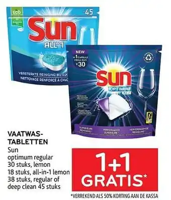 Alvo Vaatwastabletten sun 1+1 gratis aanbieding
