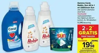 Carrefour Vaatwastabletten sun optimum all in 1 lemon aanbieding