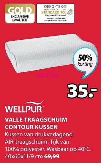 Jysk Valle traagschuim contour kussen aanbieding